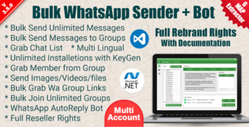 WaSender Bulk WhatsApp Sender + Group Sender + WhatsApp Auto Reply Bot 100% Original Working